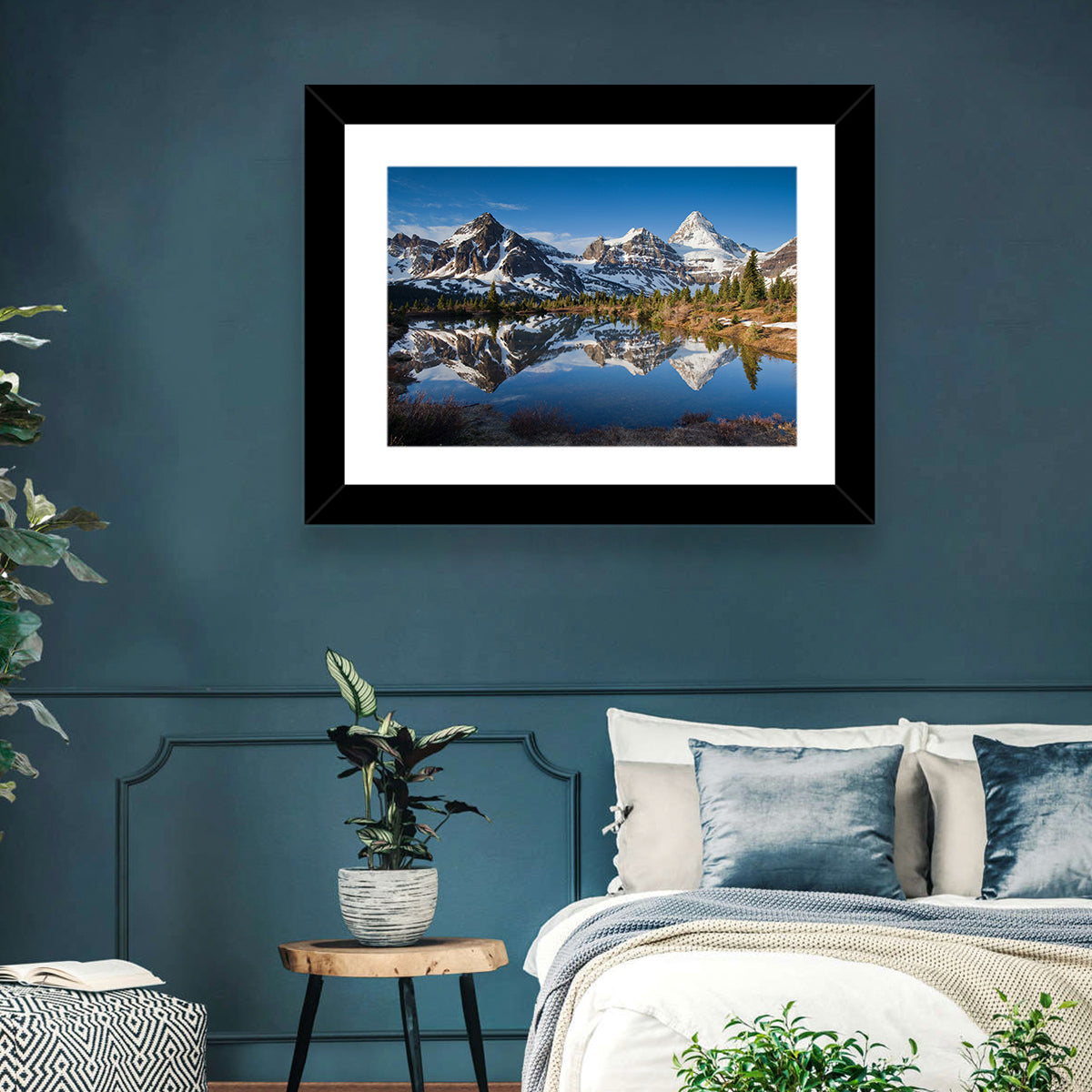 Mount Assiniboine Reflection Wall Art in a room, landscape
