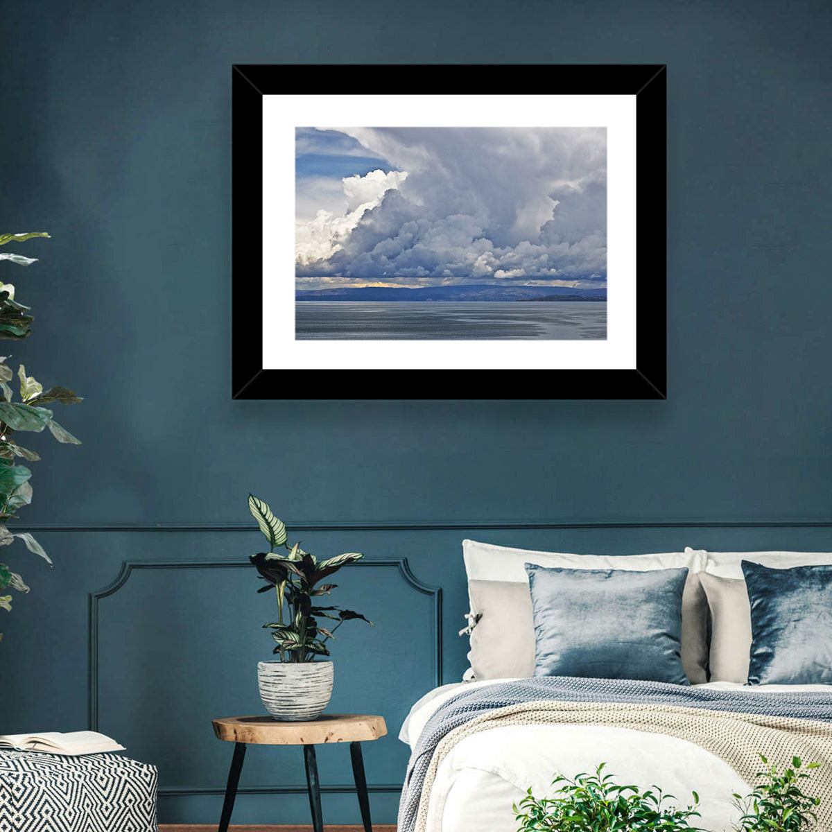 Lake Titicaca Moody Cloudscape Wall Art in a room, landscape