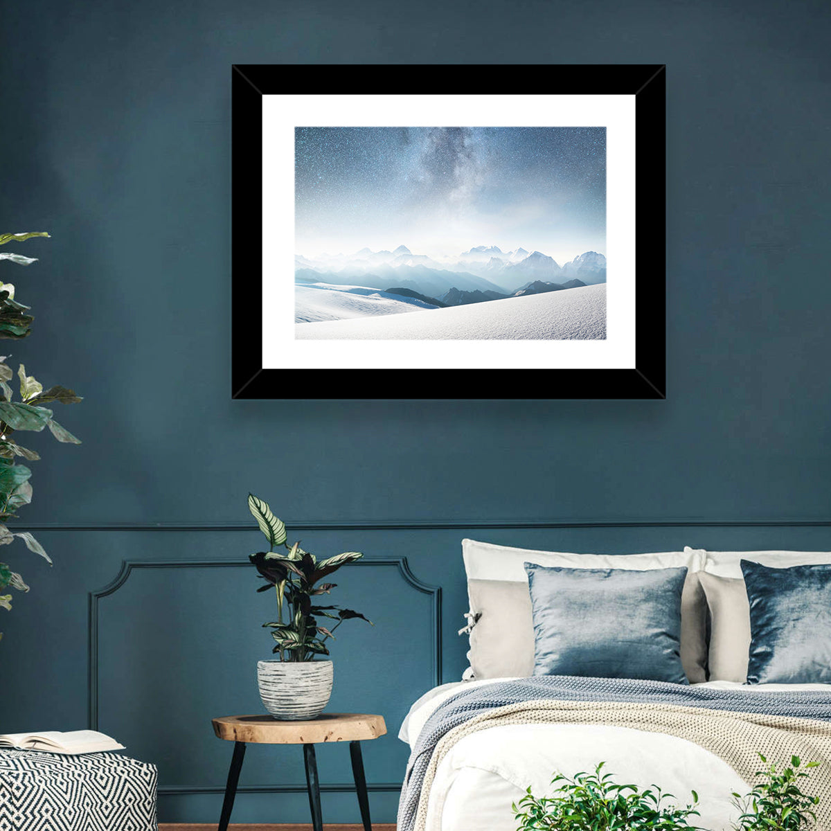 Starry Milky Way Over Snowy Peaks Wall Art