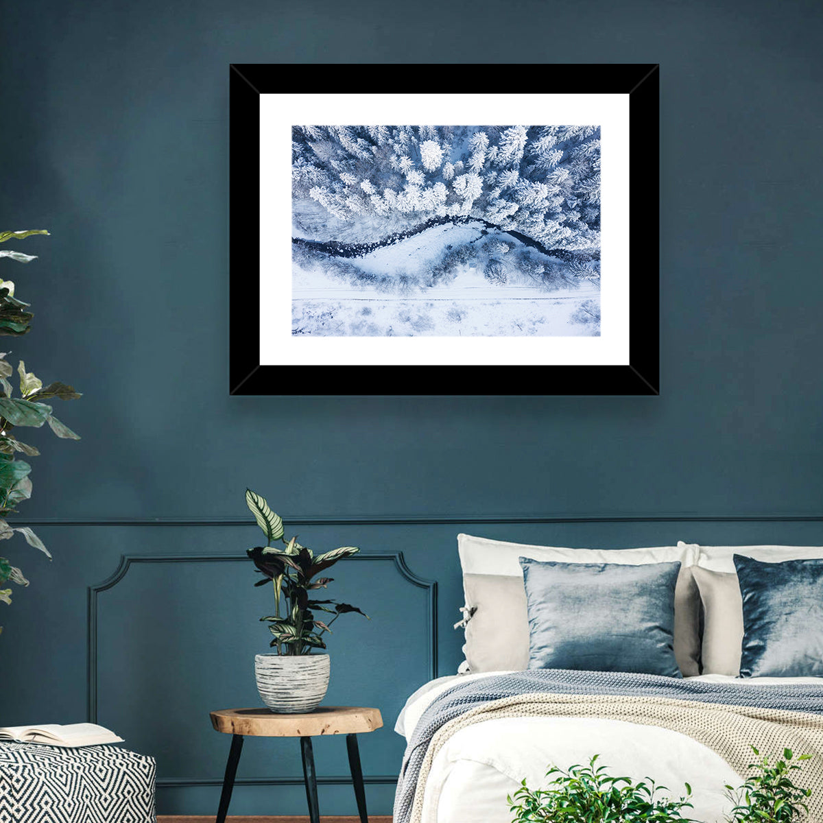 Snowy Forest Stream Wall Art