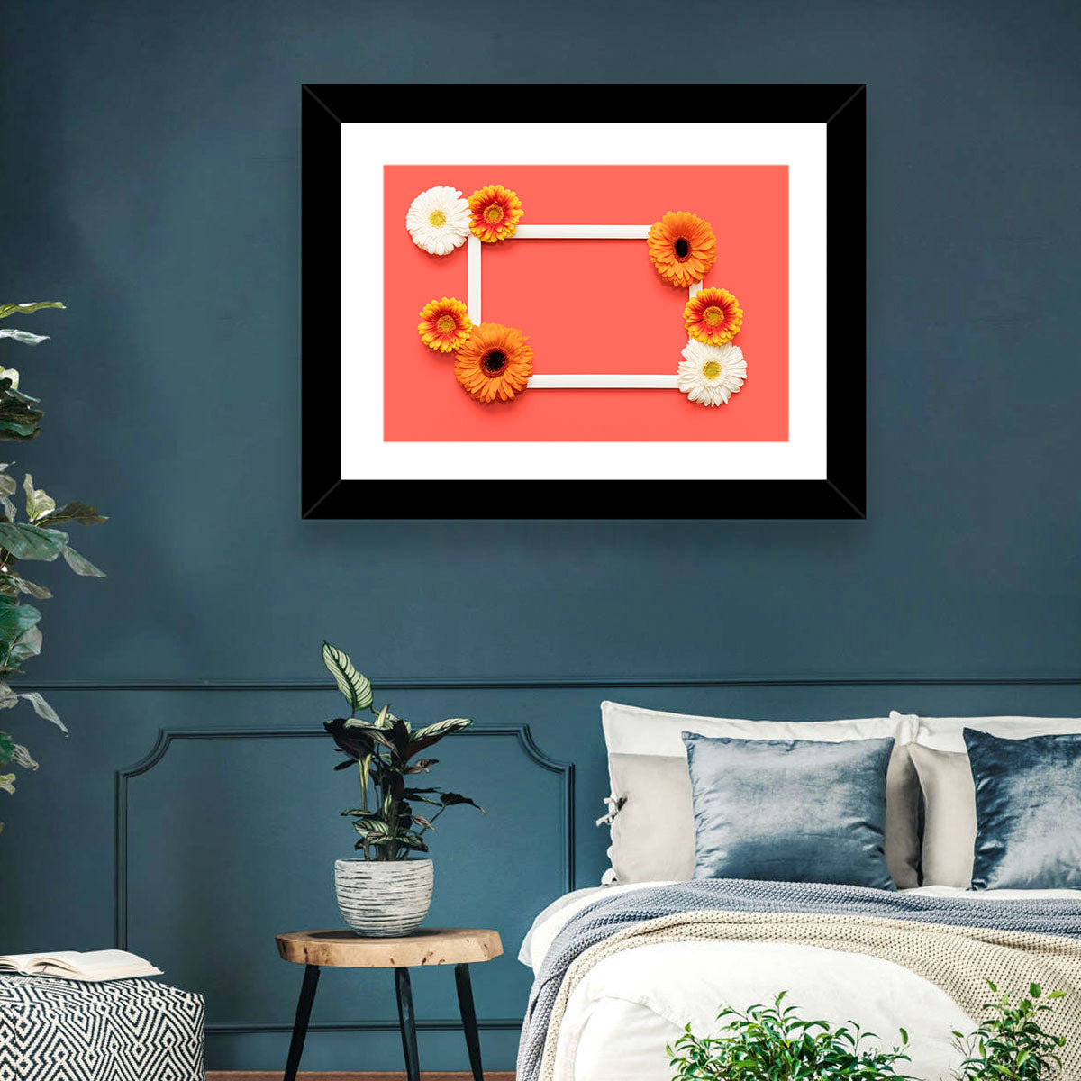 Handwritten Gerbera Greeting Wall Art in a room, landscape