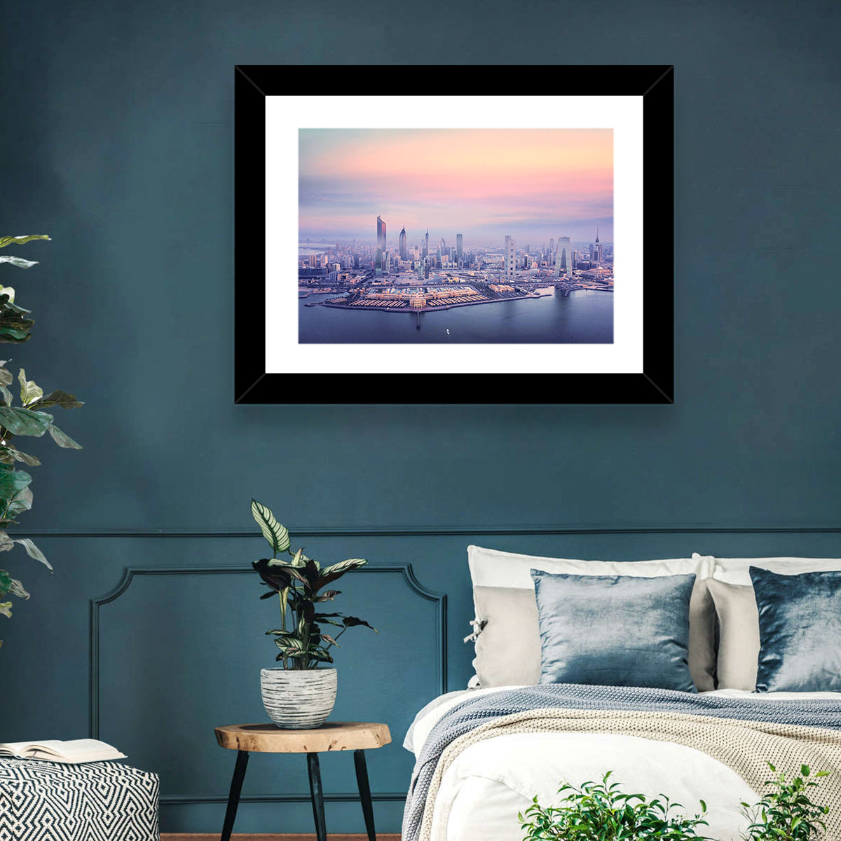 Kuwait City Twilight Skyline Wall Art