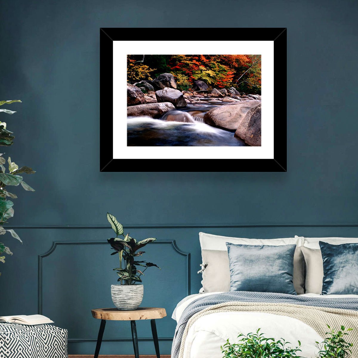 New Hampshire Autumn Stream Wall Art in a room, landscape
