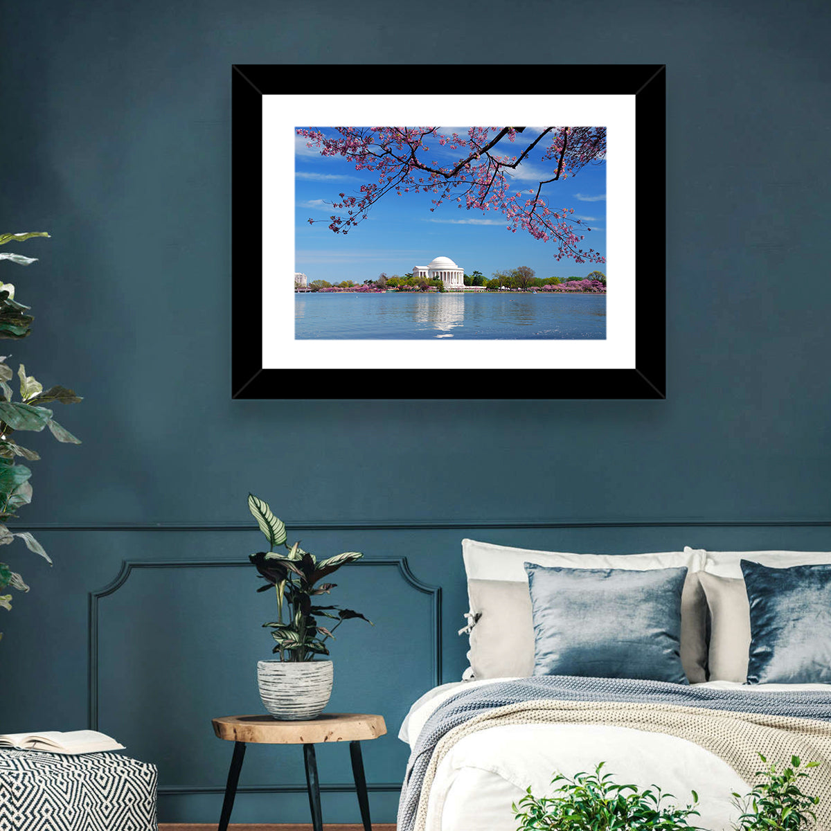 Thomas Jefferson Memorial with Cherry Blossoms Wall Art in a room, landscape