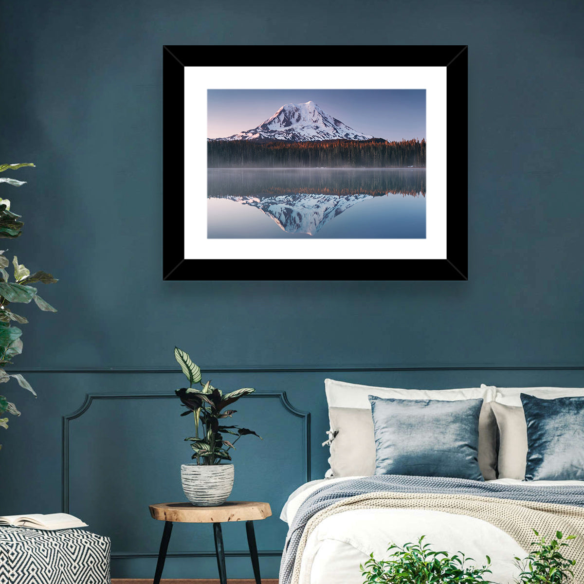 Mount Adams Sunrise Reflection Wall Art in a room, landscape