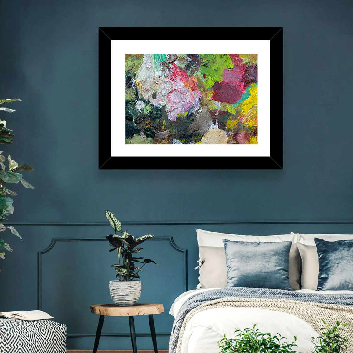 Hand Drawn Abstract Palette Wall Art in a room, landscape