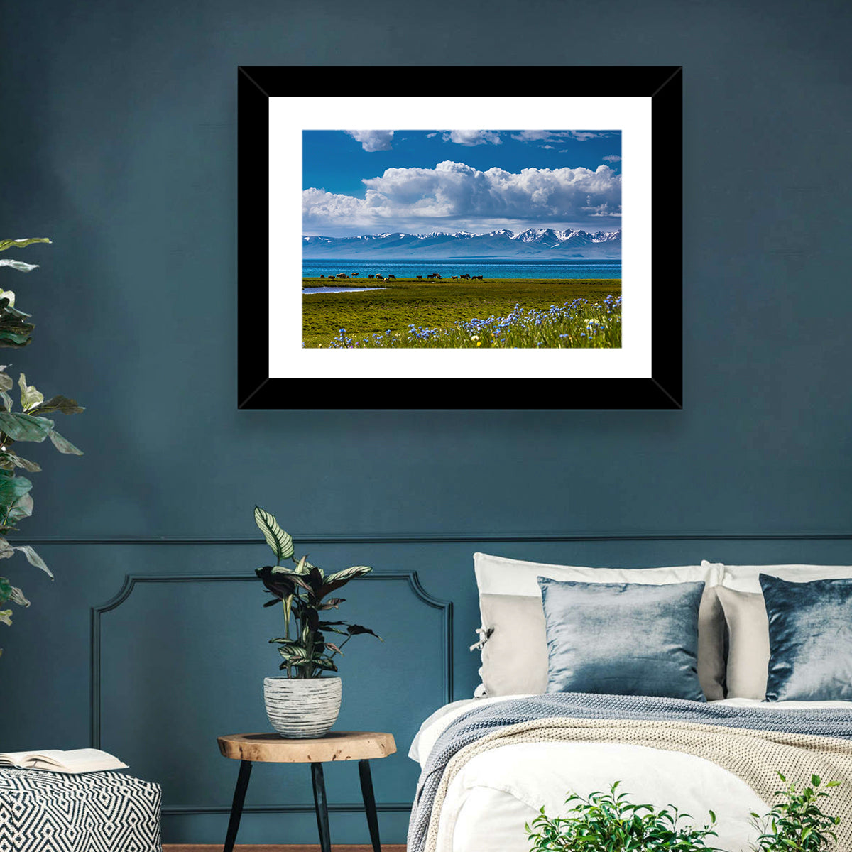 Song Kol Wildflower Shore Wall Art in a room, landscape