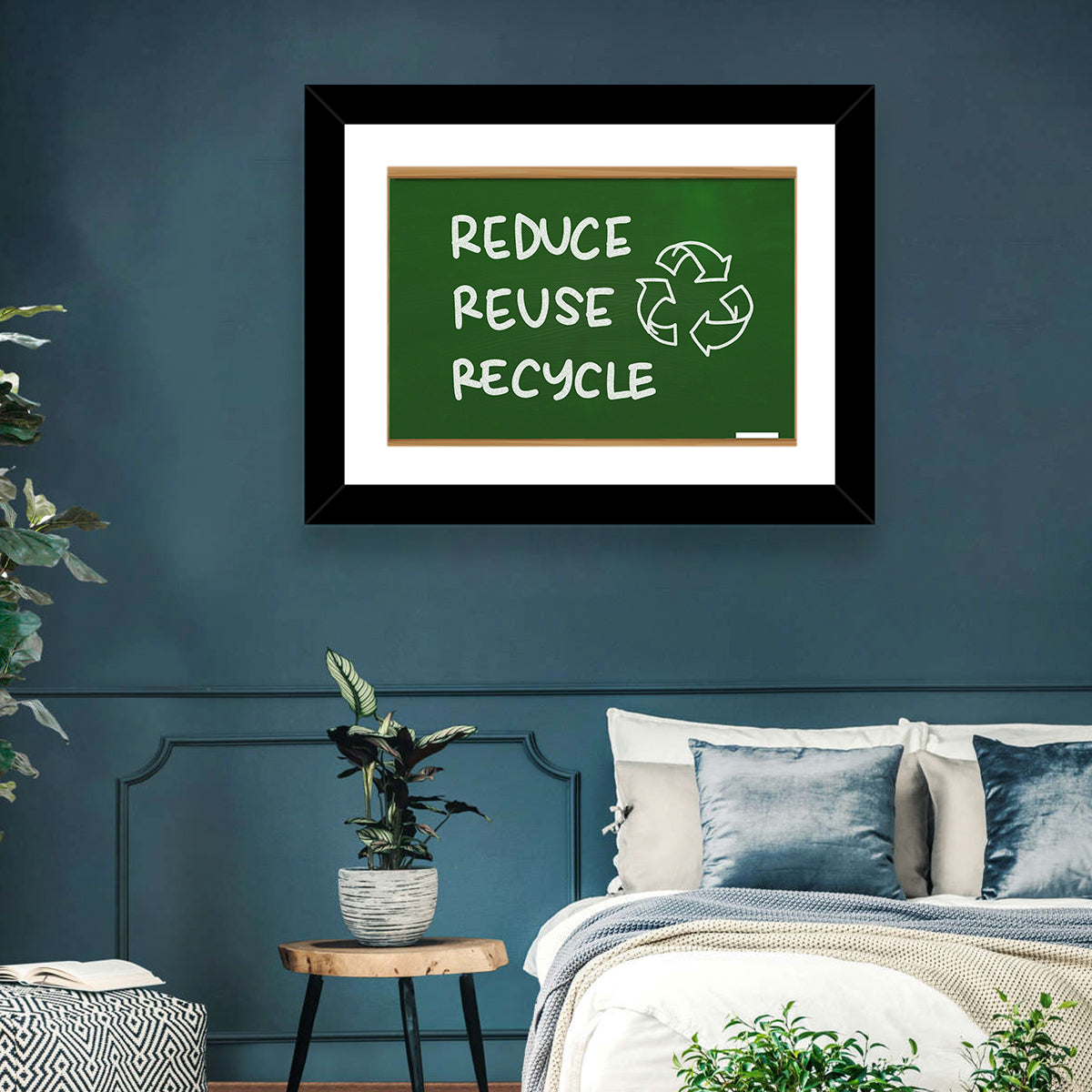 Reduce Reuse Recycle Chalkboard Wall Art in a room, landscape