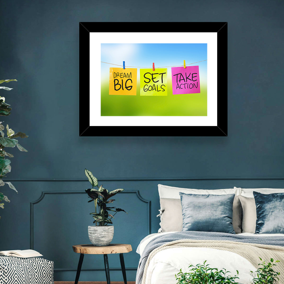 Dream Big Sticky Note Trio Wall Art in a room, landscape
