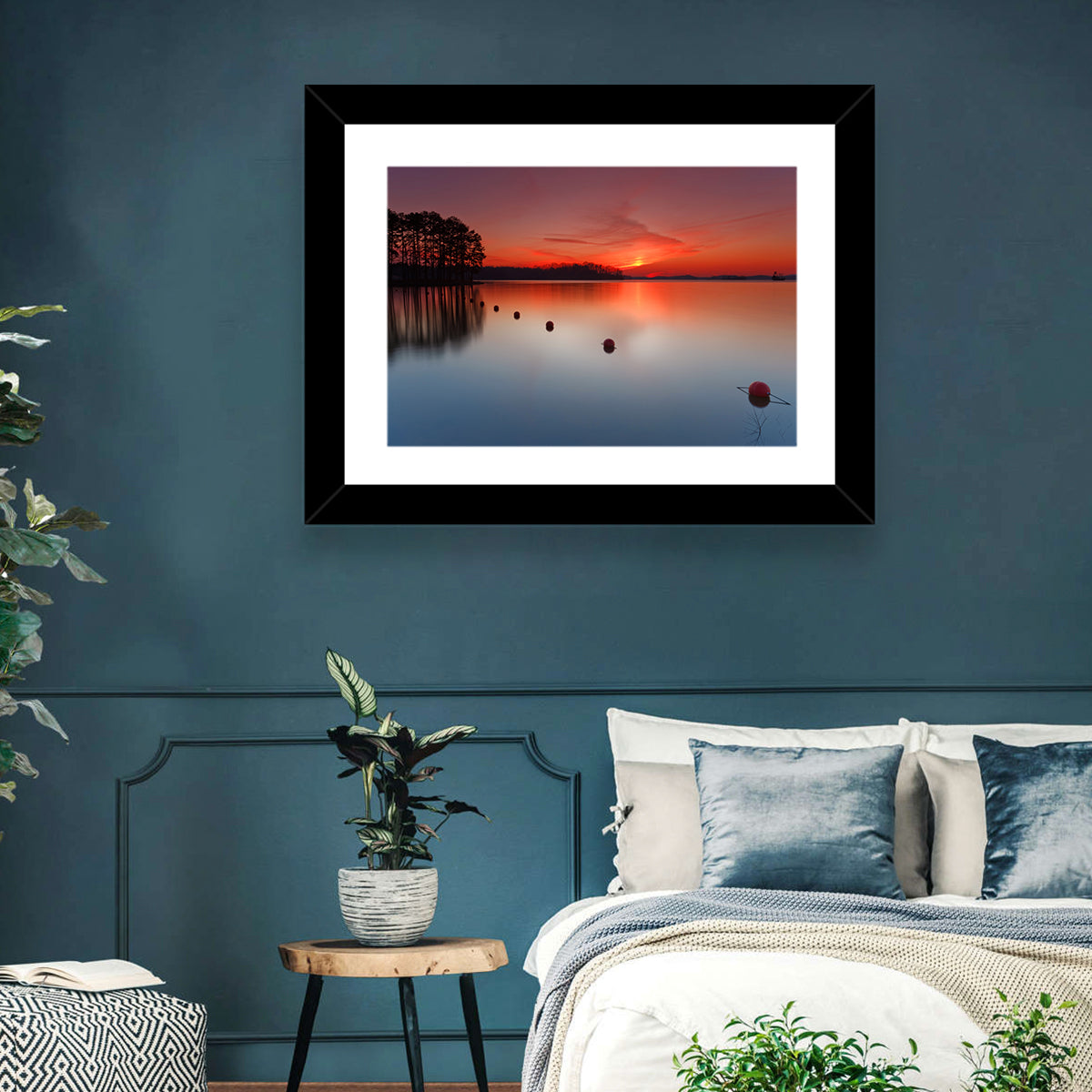 Lake Lanier Buoys at Sunset Wall Art in a room, landscape