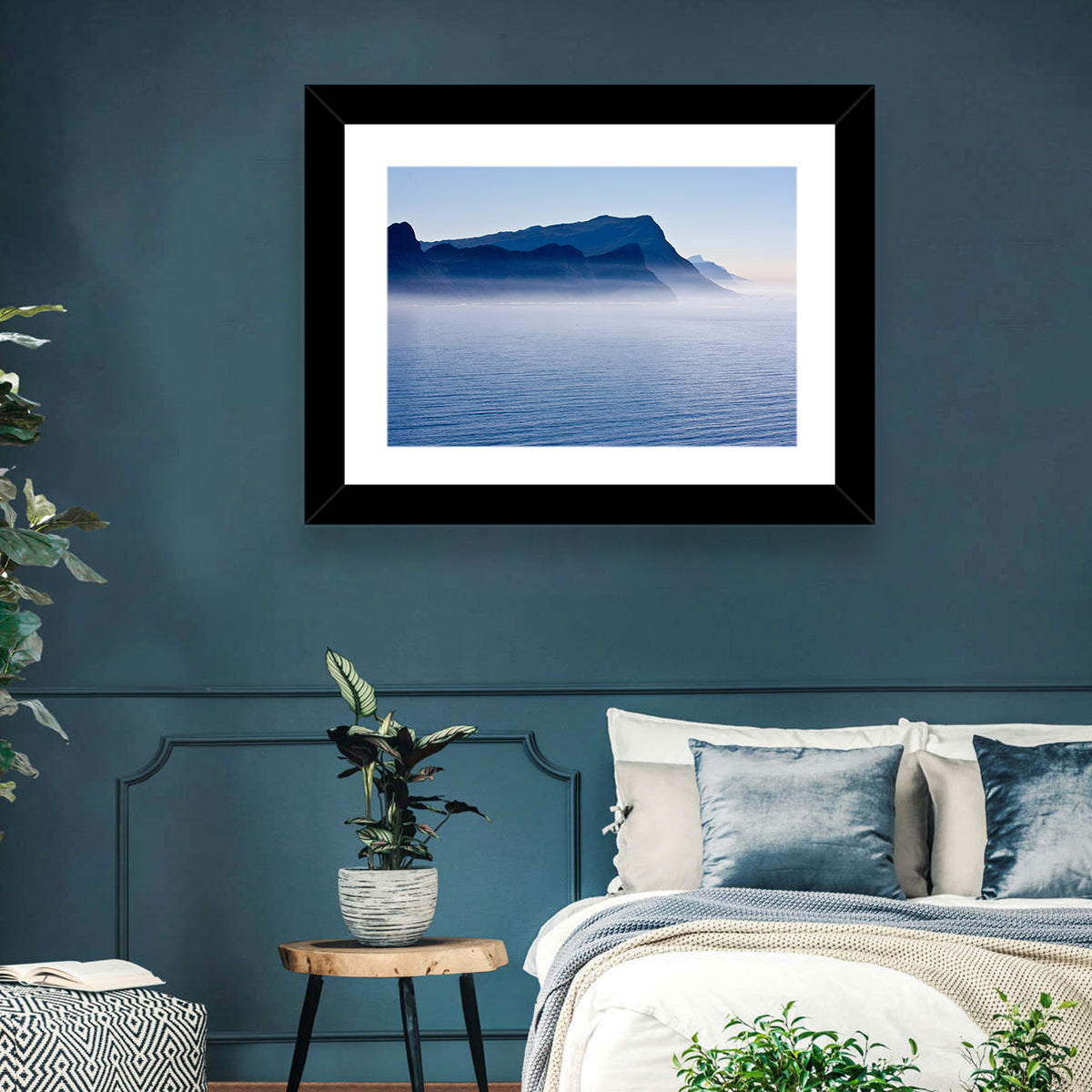 Misty Coastal Cliffs and Mountain Layers Wall Art