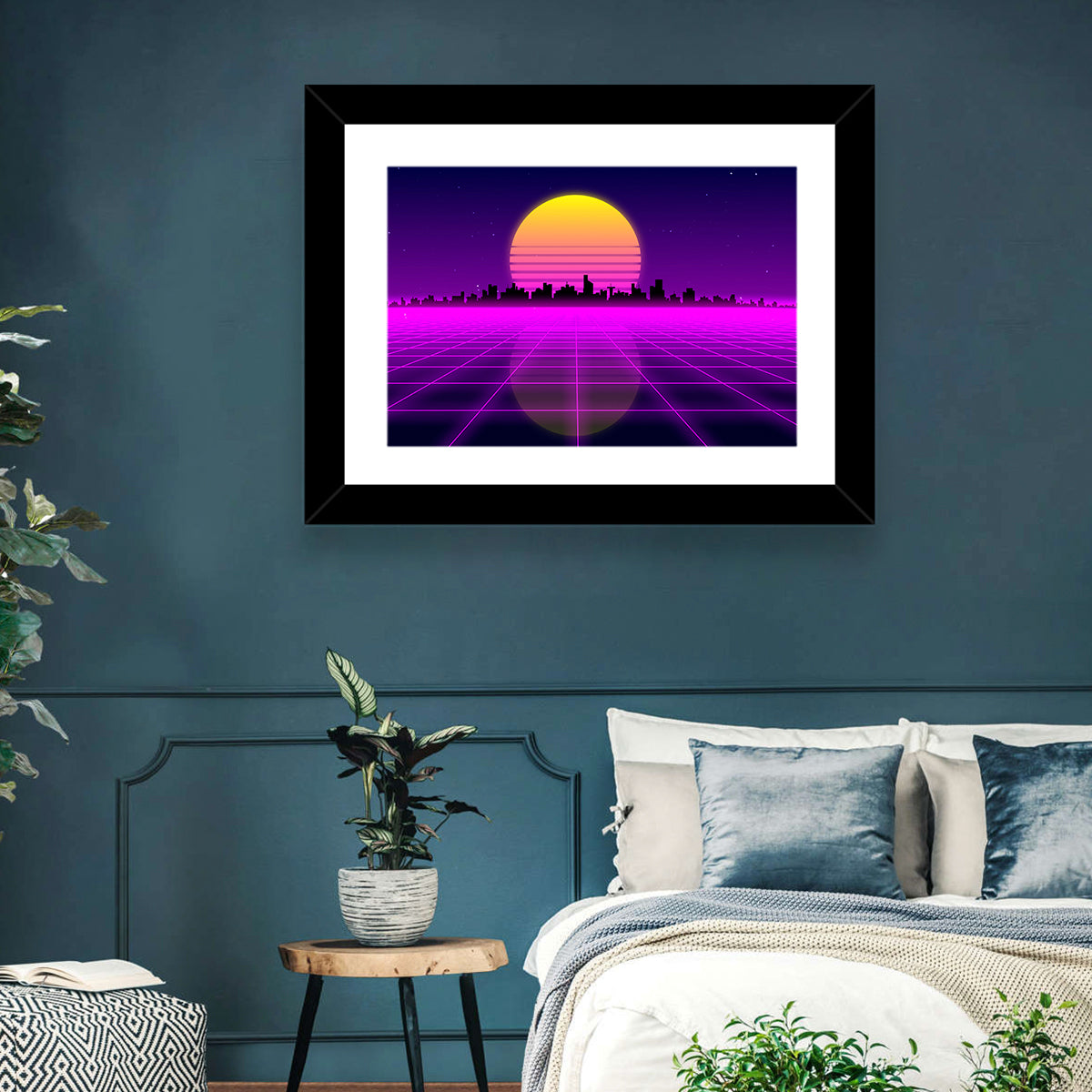 Neon Sunrise Skyline Wall Art