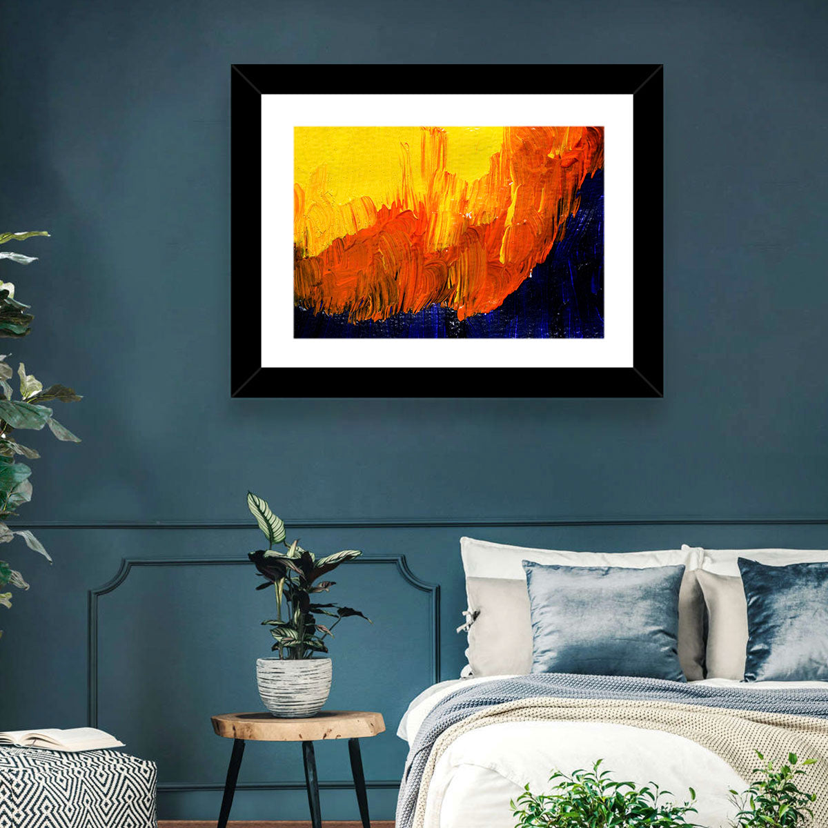 Mountain Ridge Abstract Wall Art in a room, landscape
