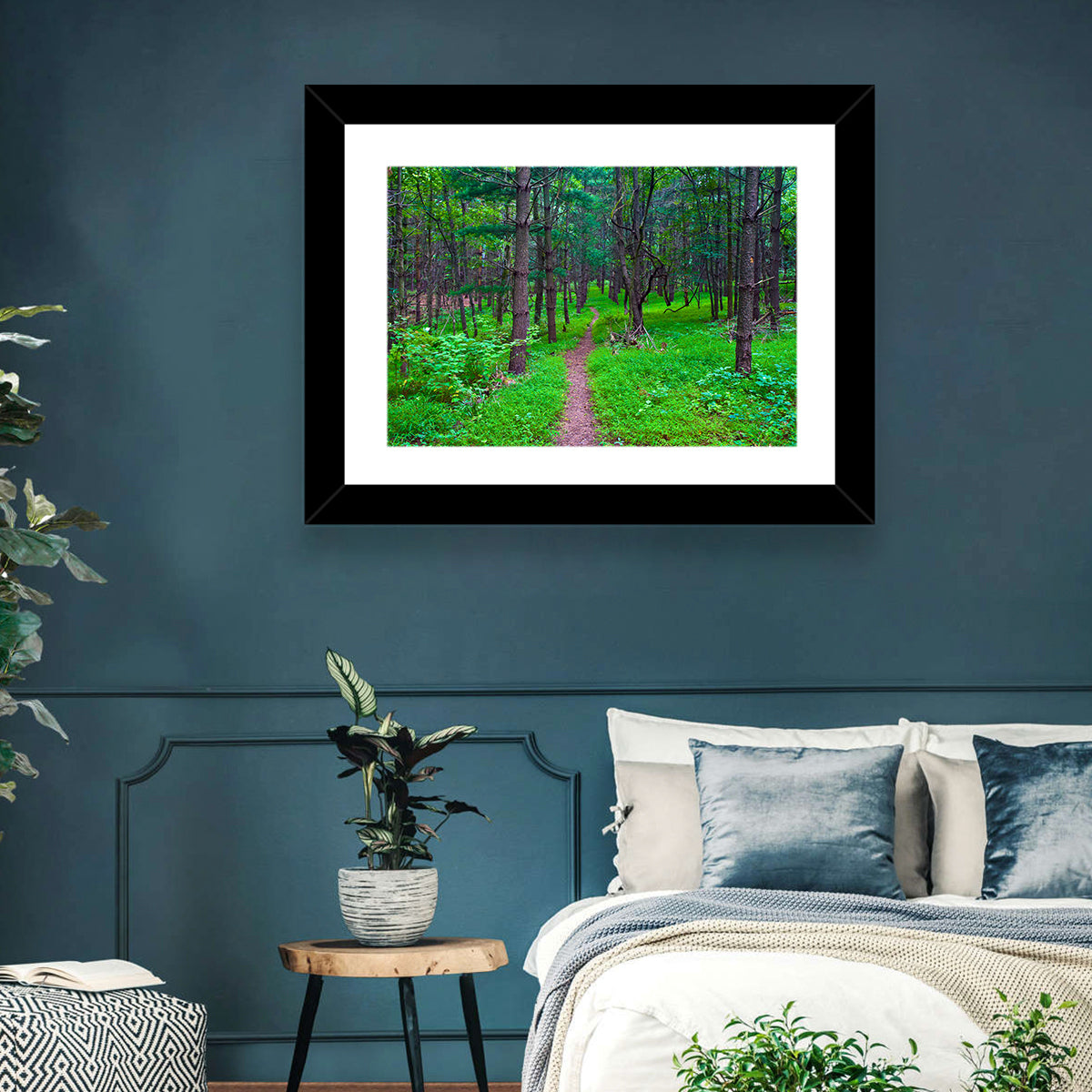 Lush Virginia Forest Trail Wall Art in a room, landscape