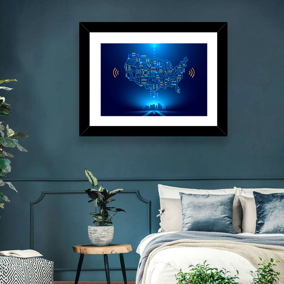 USA Circuit Map Wall Art in a room, landscape