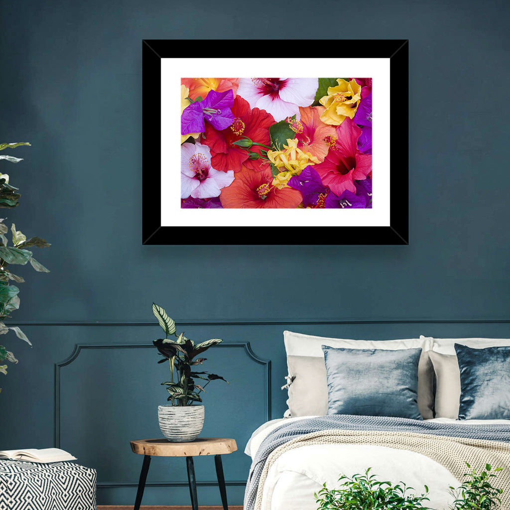Tropical Bougainvillea and Hibiscus Bloom Wall Art