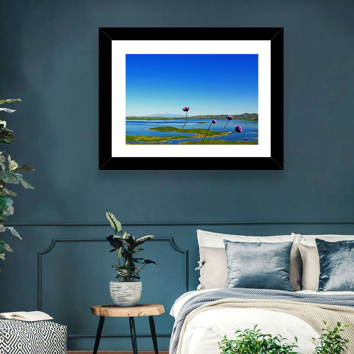 Lake Mathews Wildflower View Wall Art in a room, landscape