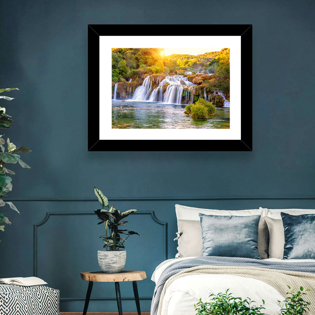 Skradinski Buk Waterfall at Golden Hour Wall Art in a room, landscape
