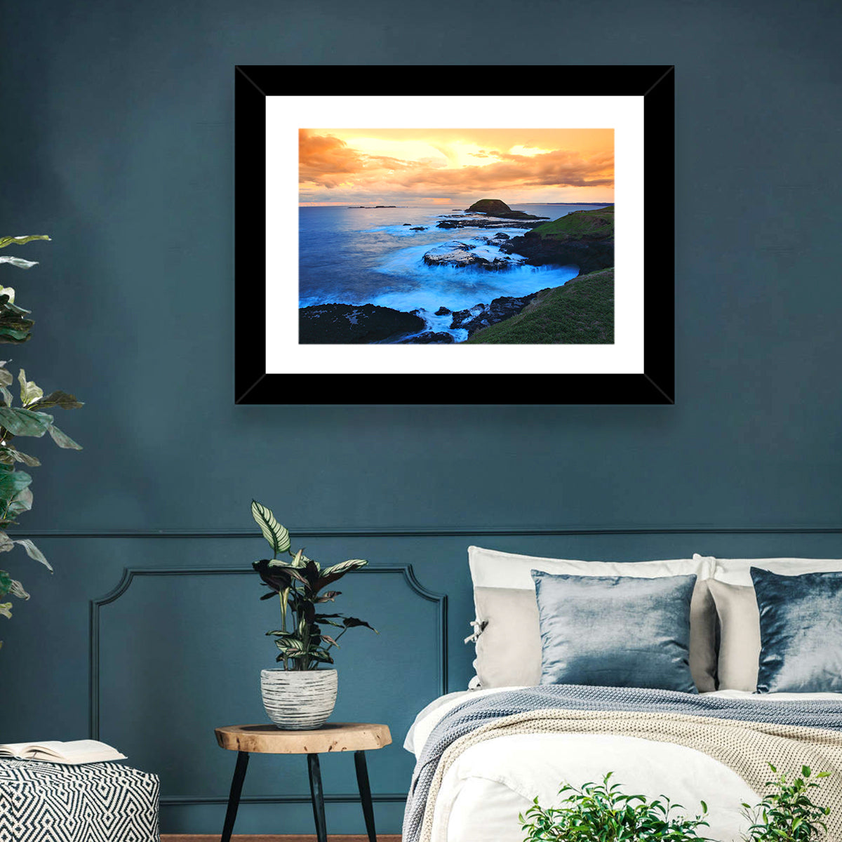 Phillip Island Cliffs at Sunset Wall Art in a room, landscape