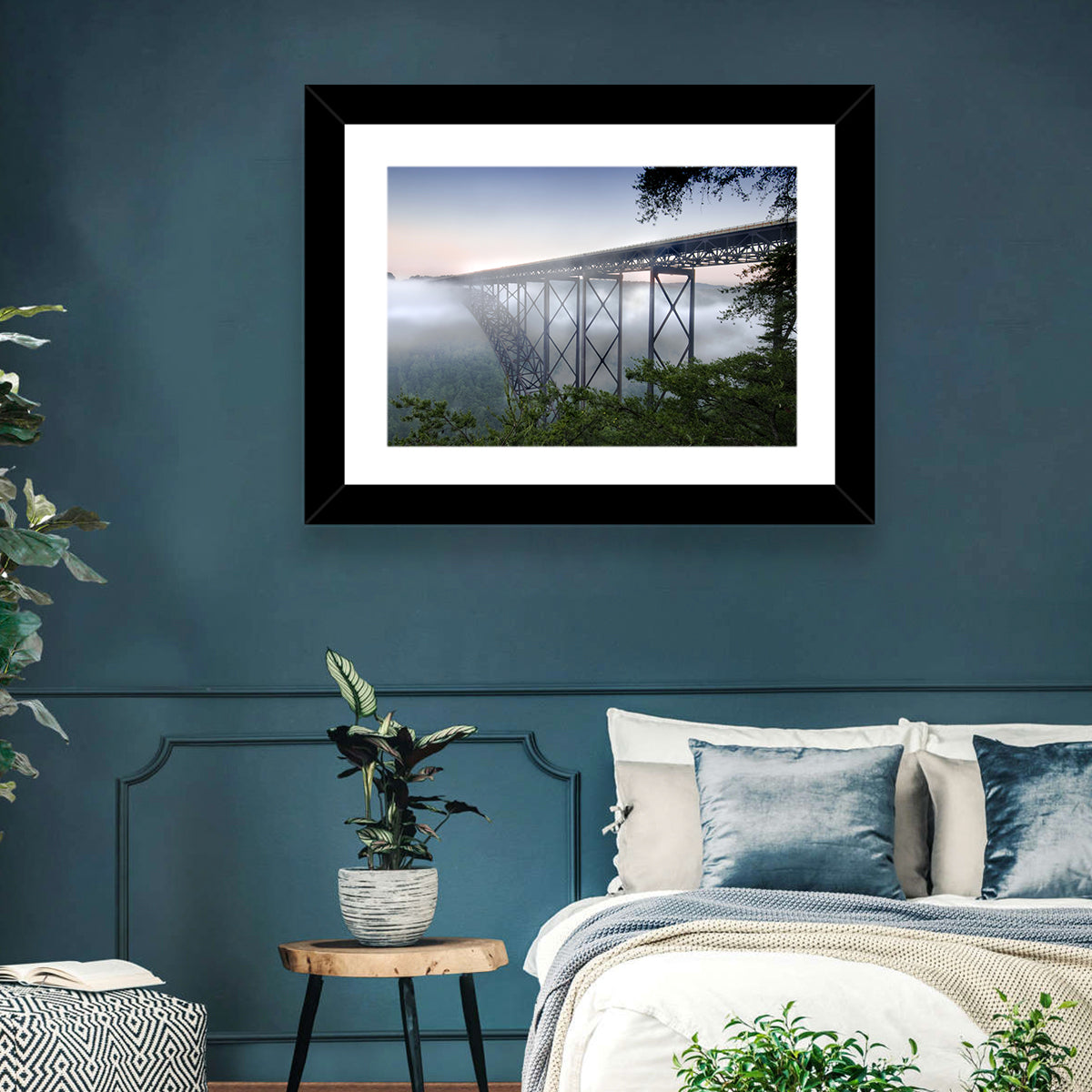New River Gorge Bridge at Dawn Wall Art in a room, landscape