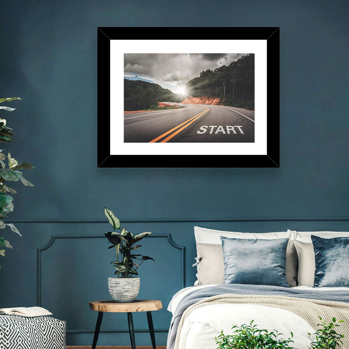 Start of a Journey, Sunrise Road Wall Art in a room, landscape