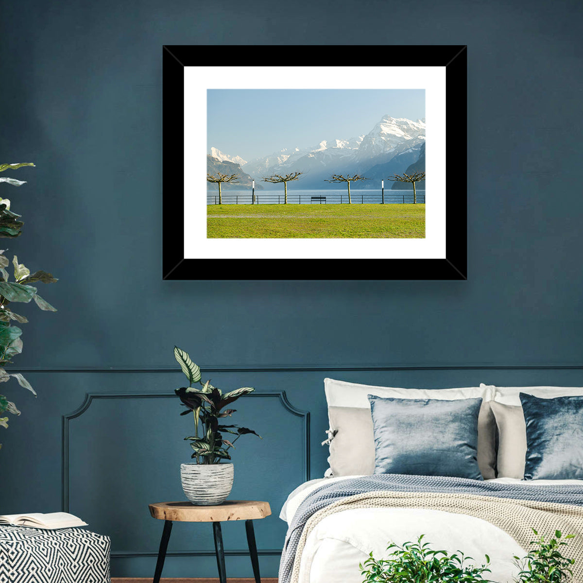 Lake Lucerne Landscape Wall Art in a room, landscape
