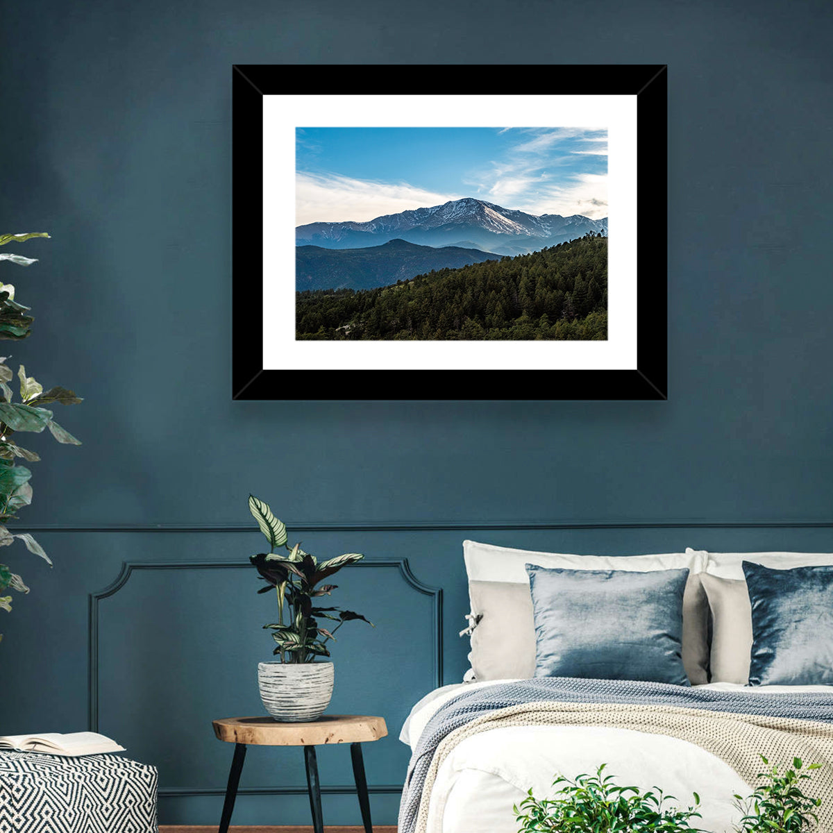 Pikes Peak Mountain Landscape Wall Art in a room, landscape