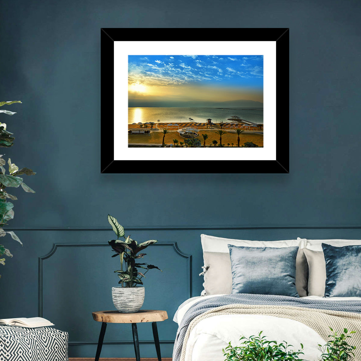 Dead Sea Sunset Wall Art in a room, landscape