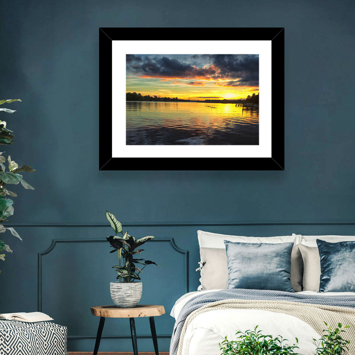 Lake Marion Sunset Wall Art in a room, landscape