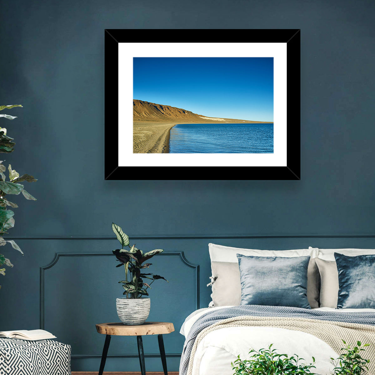 Khyargas Nuur Shoreline Wall Art in a room, landscape