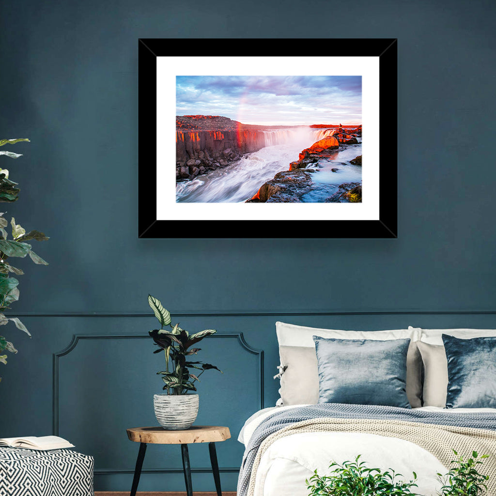 Golden Hour Selfoss Falls Rainbow Wall Art