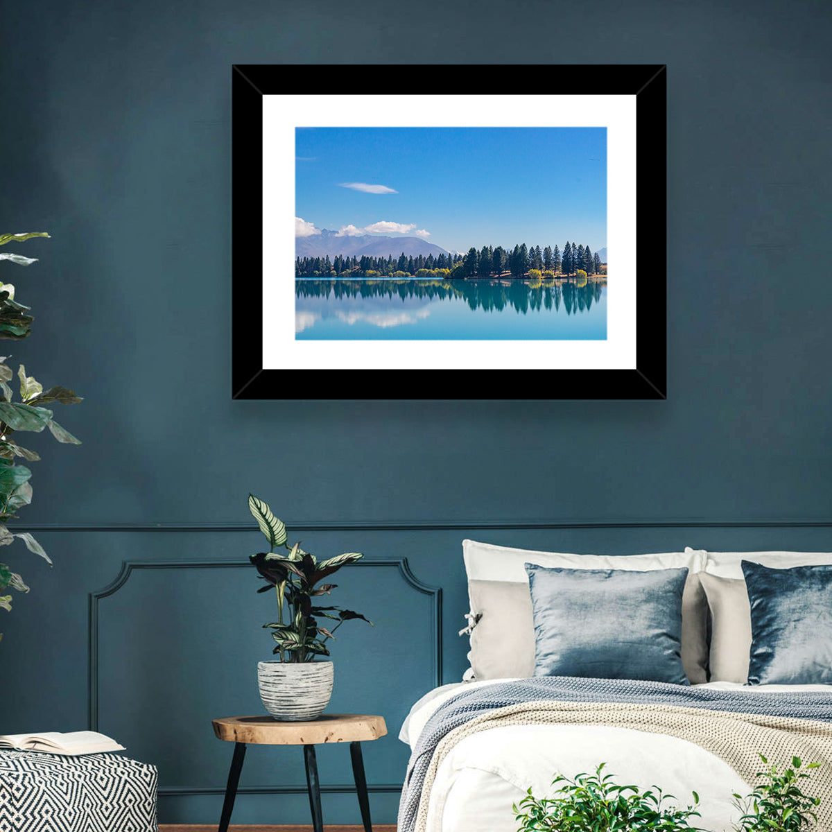 Lake Ruataniwha Reflection Wall Art in a room, landscape