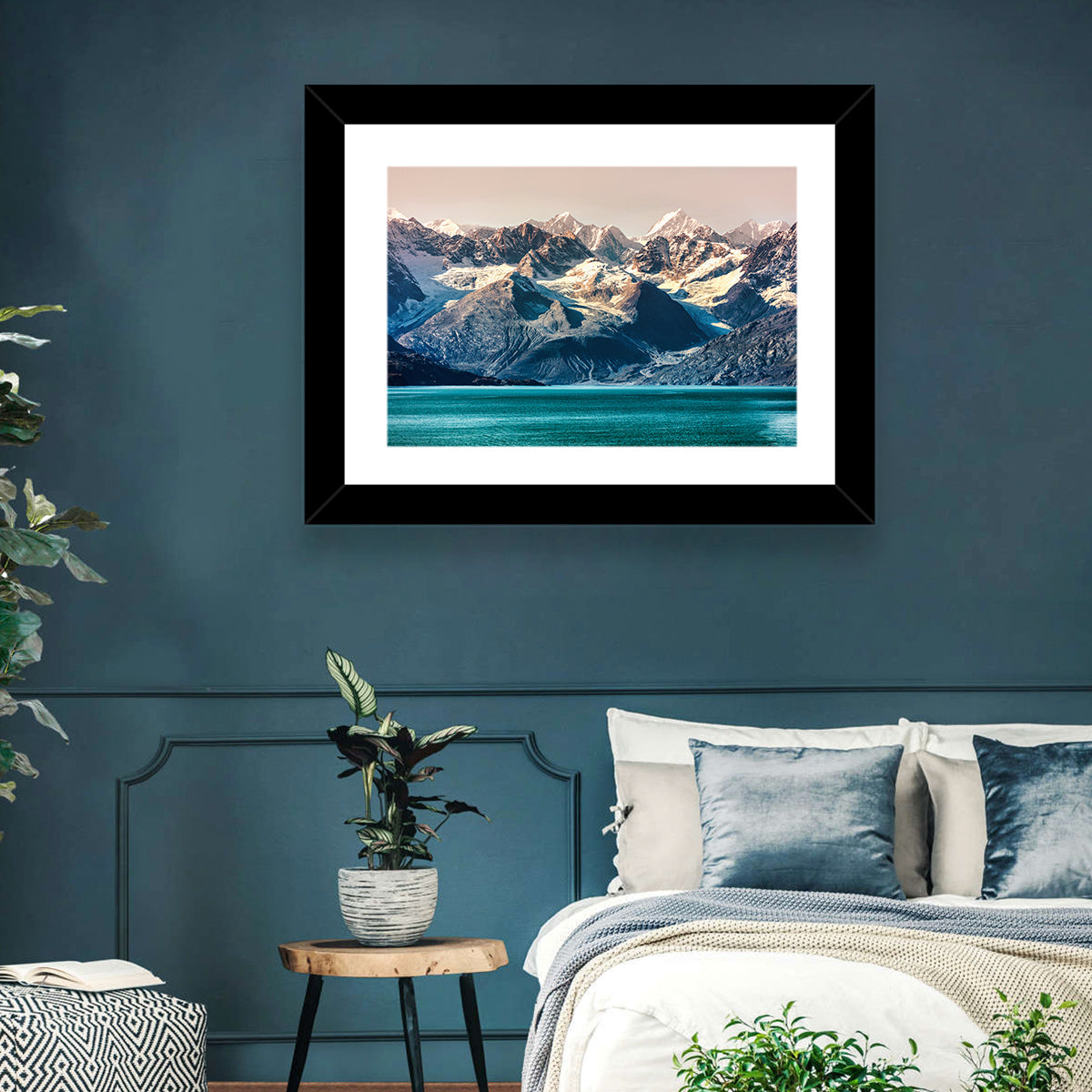 Glacier Bay Turquoise Waters Wall Art in a room, landscape