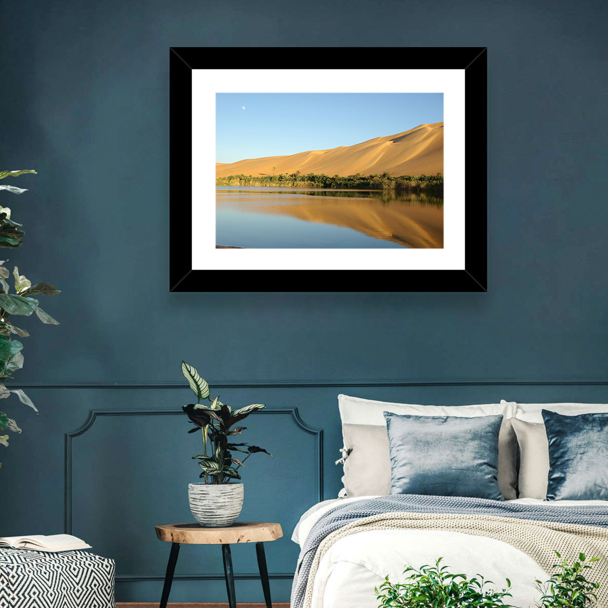 Desert Oasis Reflection Wall Art in a room, landscape