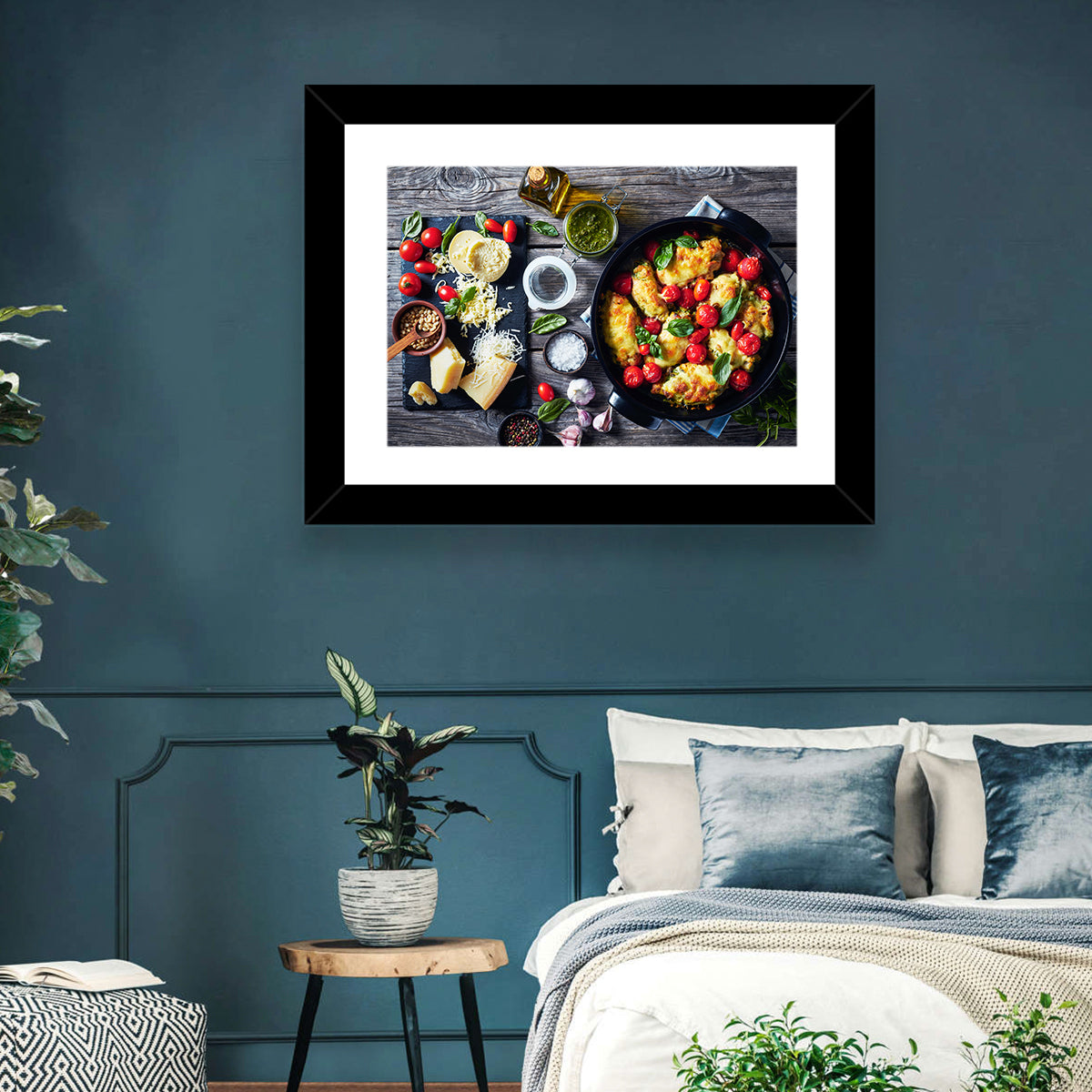 Pesto Baked Chicken Flat Lay Wall Art