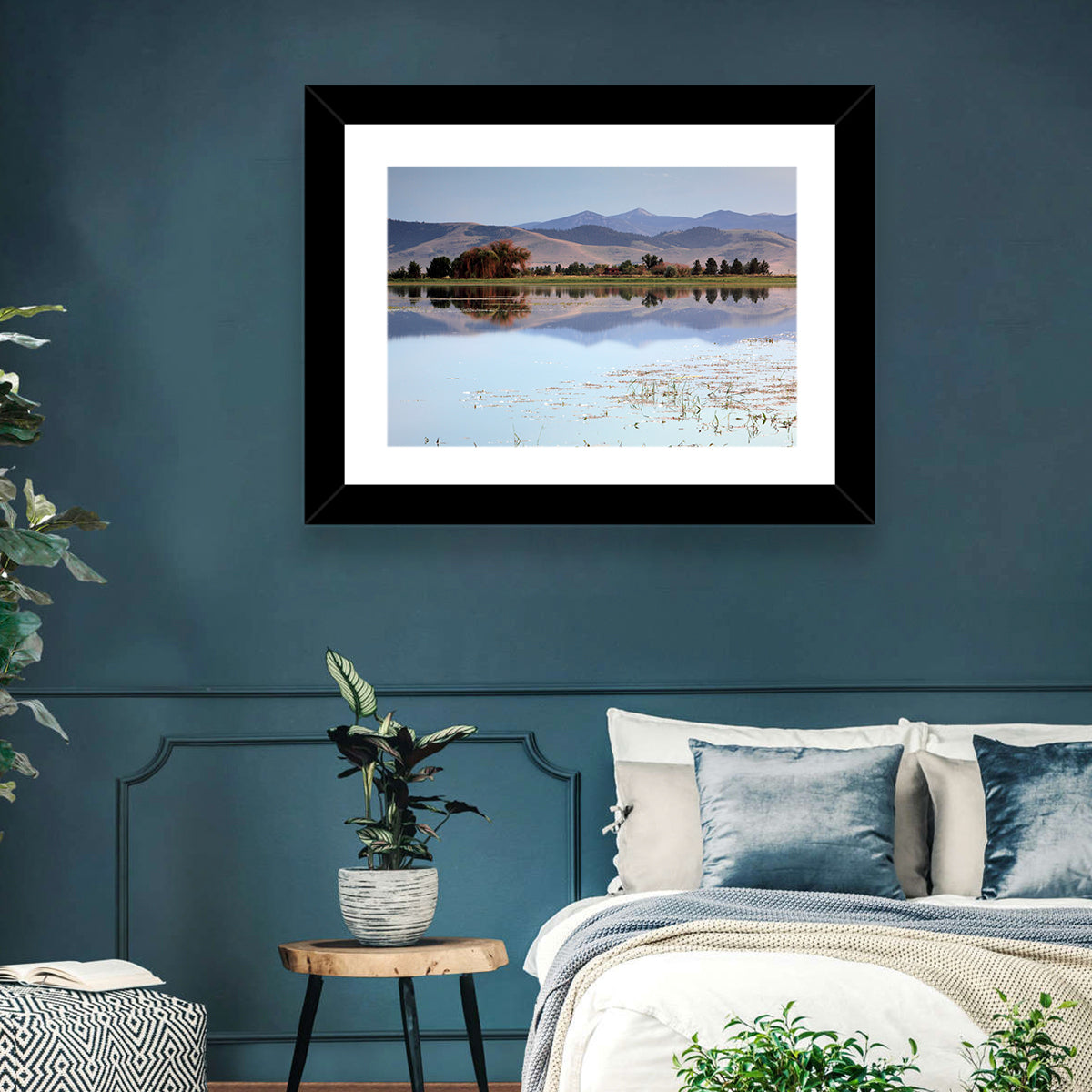 Mission Valley Lake Reflection Wall Art in a room, landscape