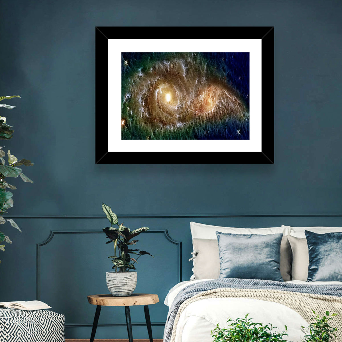 Infinite Universe and Galaxies Wall Art in a room, landscape