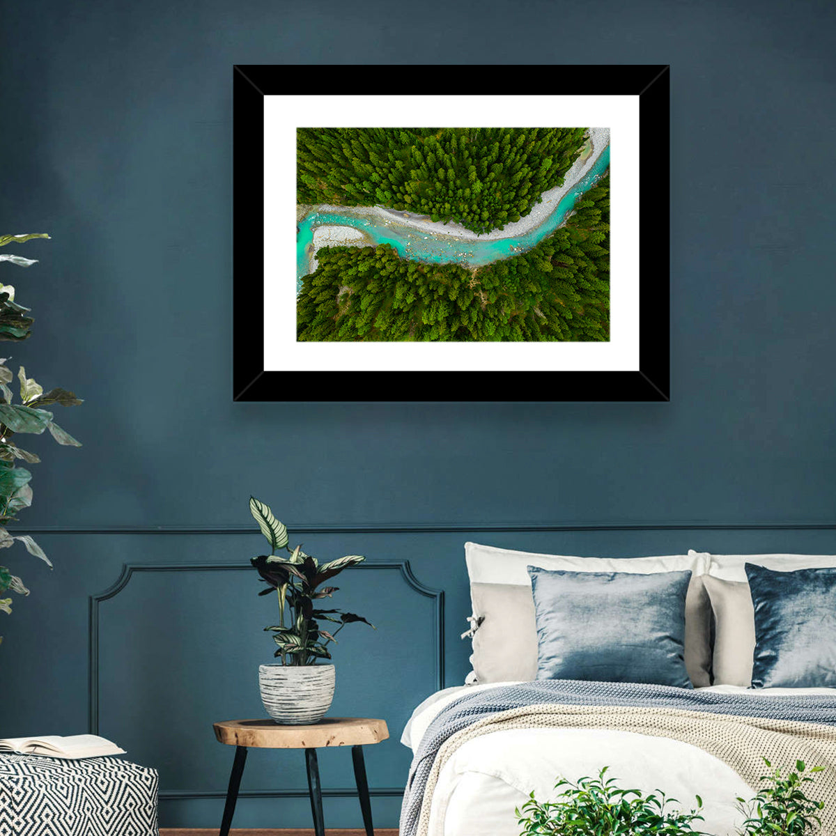 Inn River Aerial View Wall Art in a room, landscape