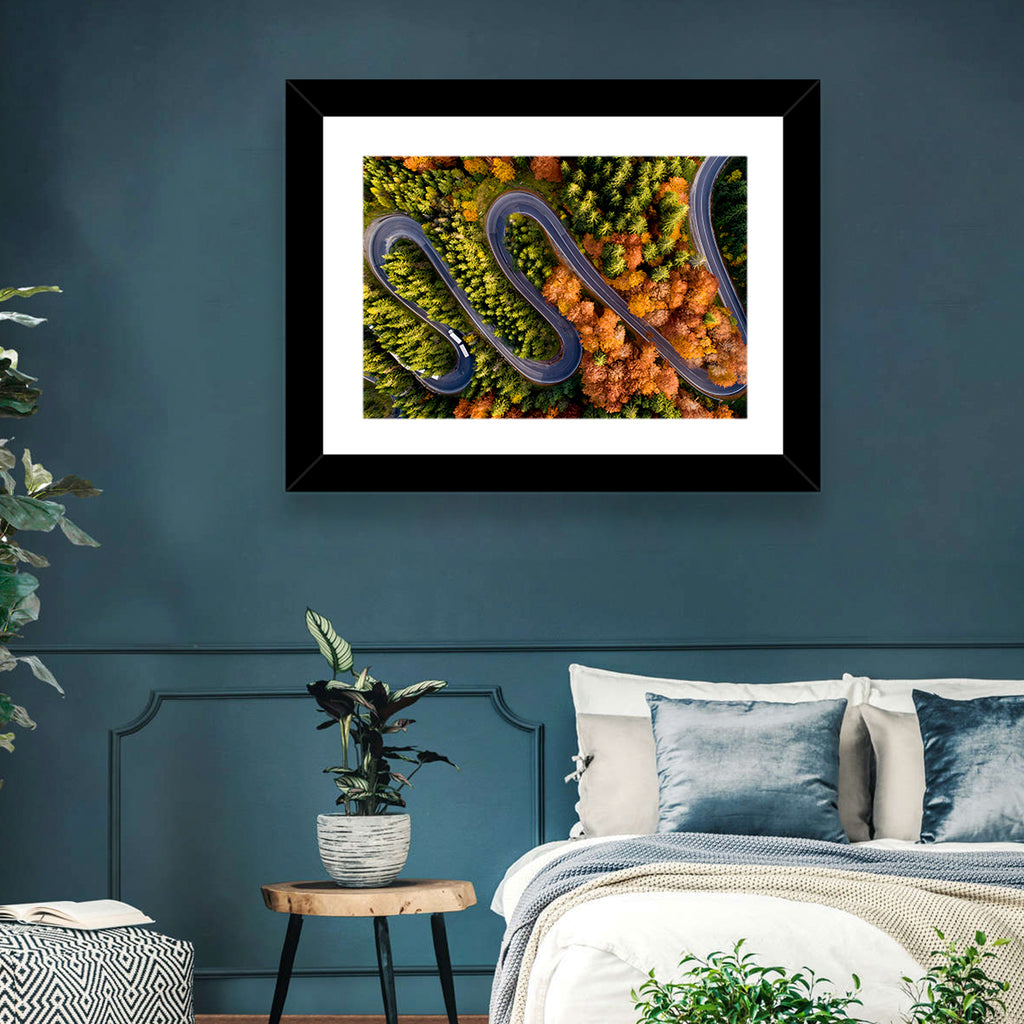 Autumn Aerial Mountain Road Wall Art