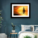 Golden Hour Sailboat Silhouette Wall Art