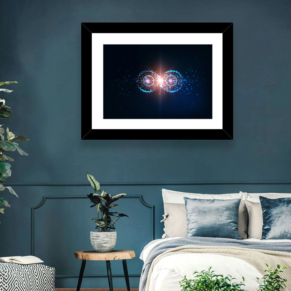 Polygonal Infinity Loop Wall Art in a room, landscape
