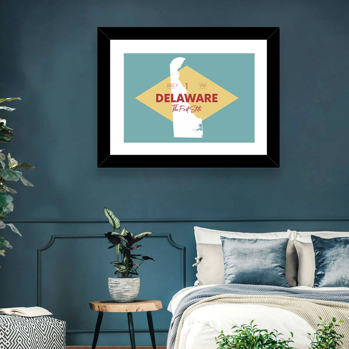 Delaware State Map Graphic Wall Art
