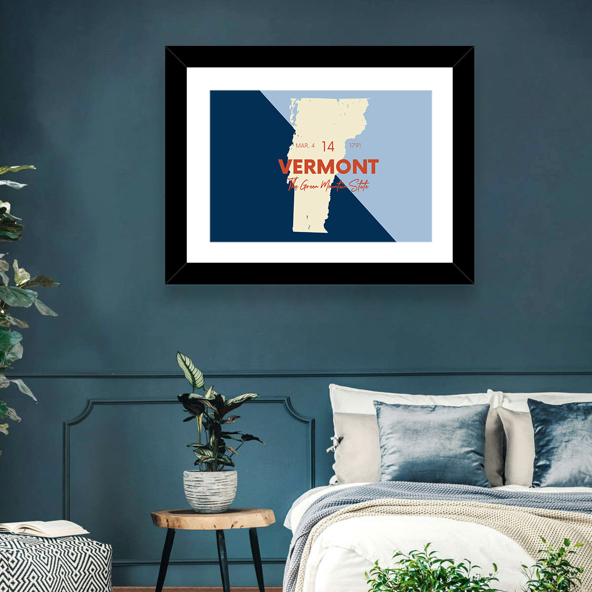 Vermont Map, Green Mountain State Wall Art