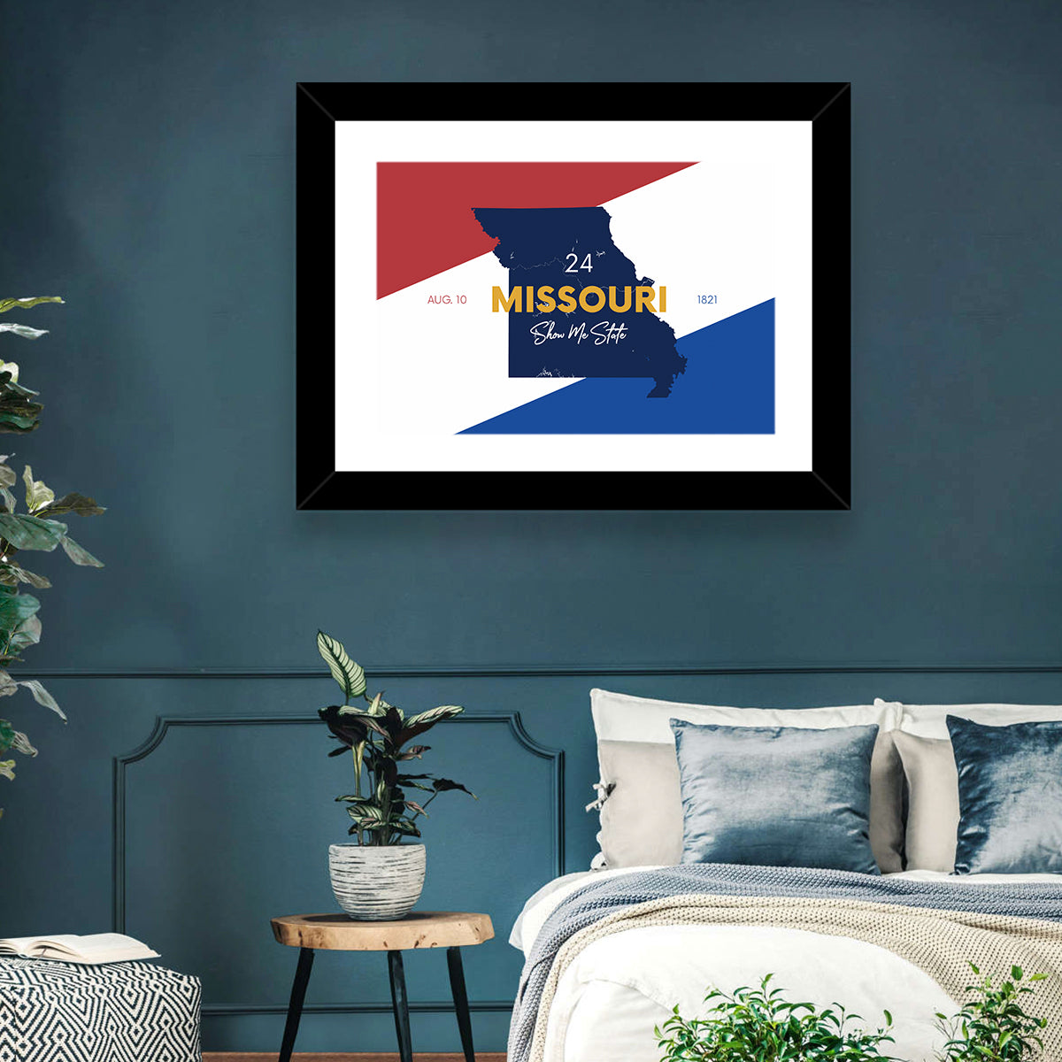 Missouri Map, Show Me State Wall Art in a room, landscape
