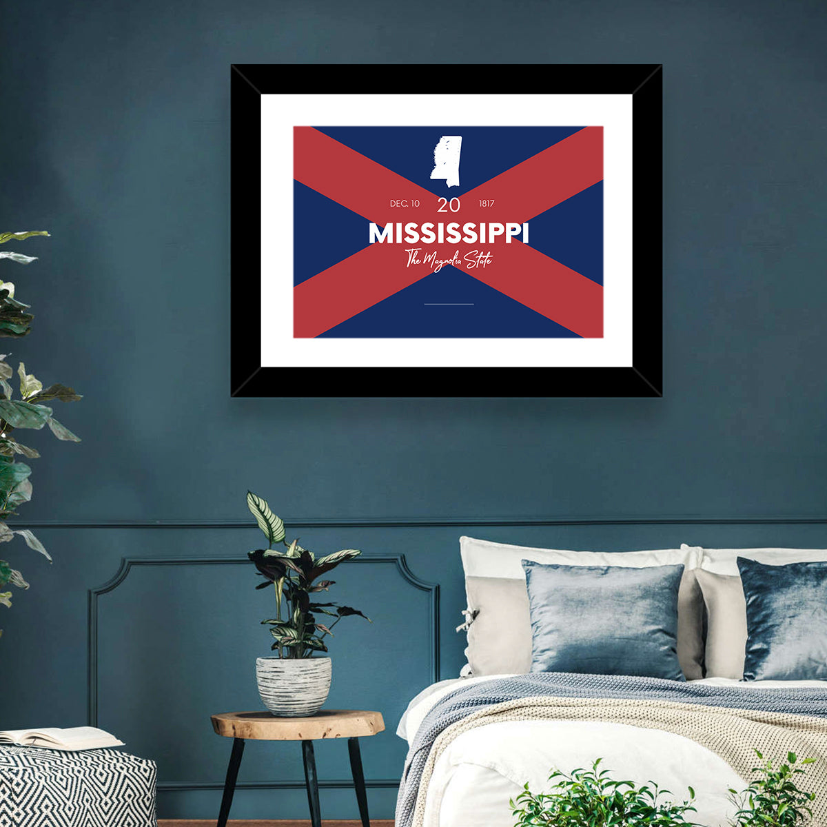 Mississippi Map, the Magnolia State Wall Art in a room, landscape