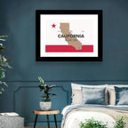 California Map with Red Star Wall Art