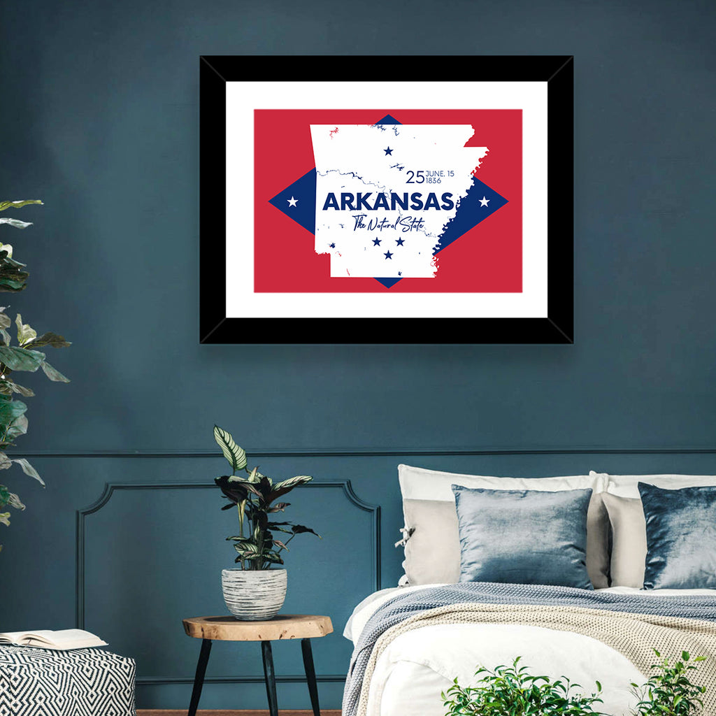 Patriotic Arkansas Map Wall Art