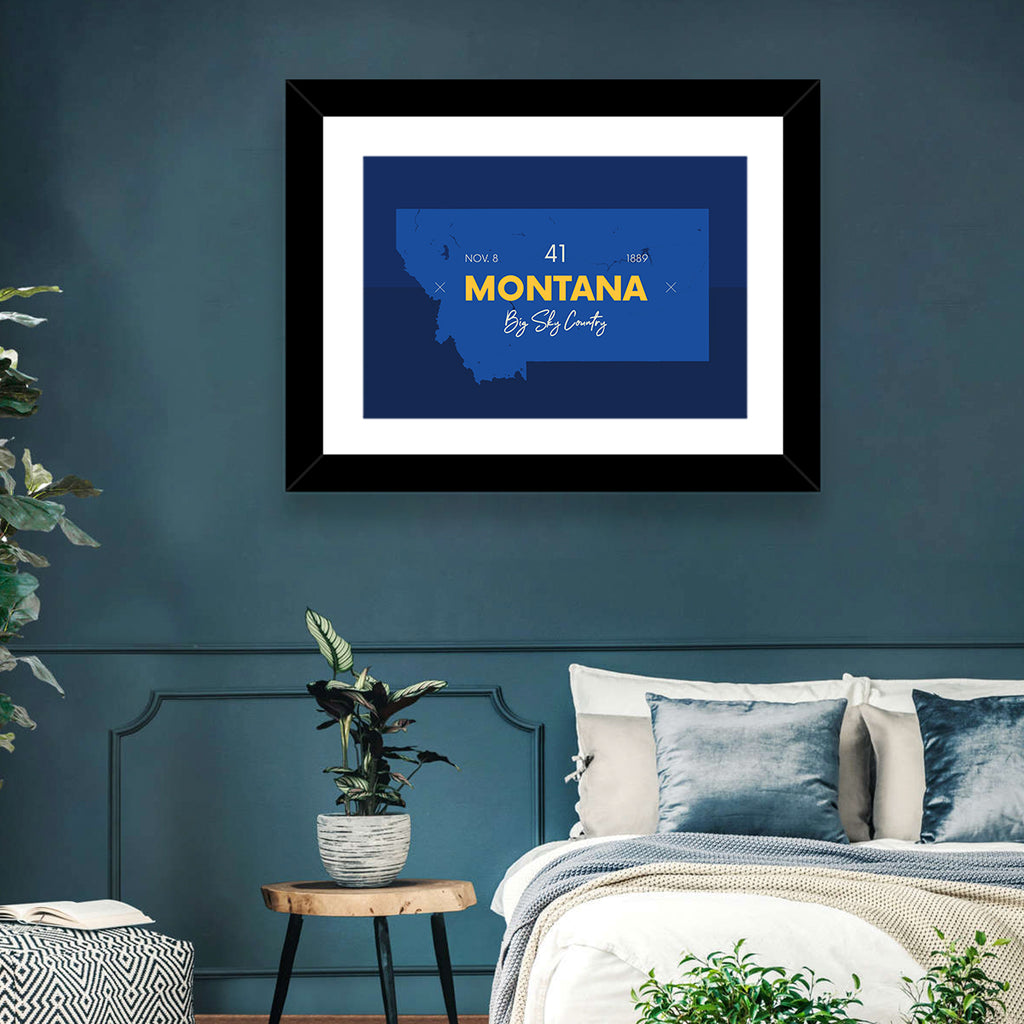 Montana Map Typography Big Sky Country Wall Art
