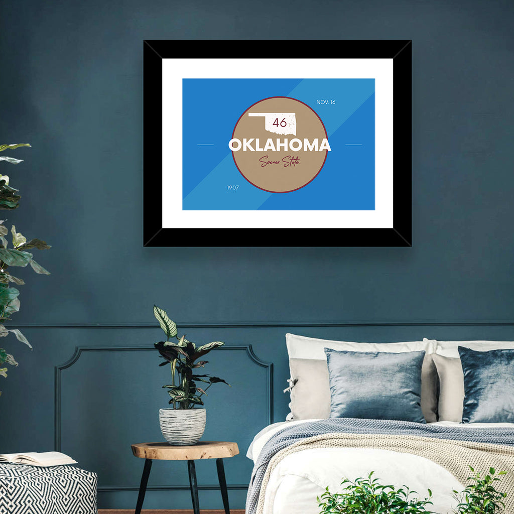 Oklahoma State Medallion Map Wall Art