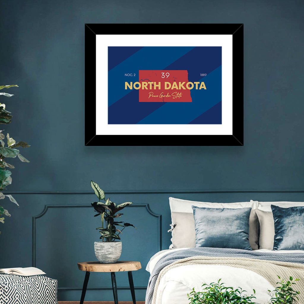 North Dakota Map Graphic Number 39 Wall Art